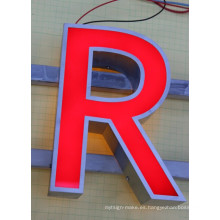 LED letras de acero inoxidable con luz de fondo y retroiluminada